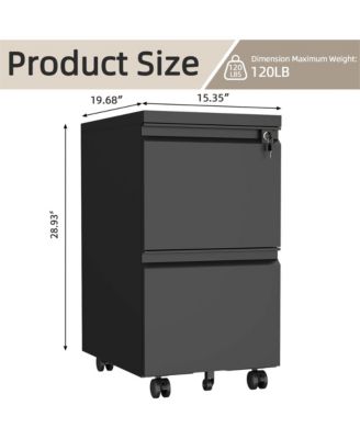 2 Drawers Lock Metal Vertical Office File Cabient With Wheels Mobile