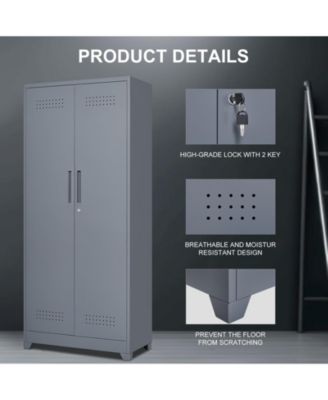 Metal Lockers Cleaning Tool Storage Cabinets With Locking Doors