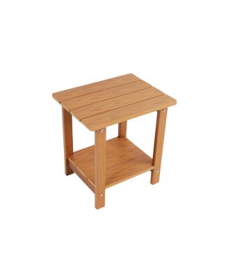 Wood-grain imitation side table with textured finish, perfect for outdoor picnics