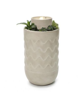 27" Outdoor Fountain with Planter, Resin Water Fountain Outdoor with LED Light, Garden Waterfall Fountain for Patio, Porch