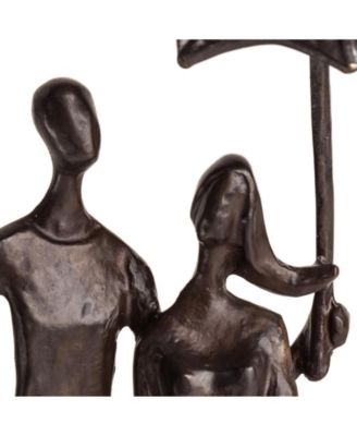 Loving Couple Under Umbrella Bronze Sculpture