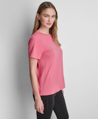 Women's Rhinestone Varsity Logo Relaxed Fit Pull-On T-Shirt