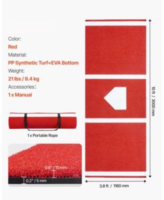 10 x 3.8 Ft Baseball Hitting Mat with Home Plate
