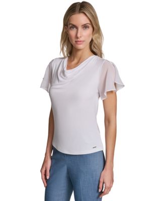 Petite Cowl Neck Short-Sleeve Top