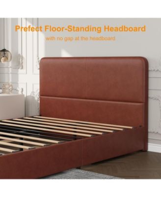 Full Upholstered Platform Bed Frame with Headboard & Storage Drawers, Wood Slats Support, Easy Assembly