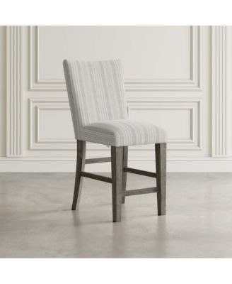Rustic Solid Wood Parsons Striped Upholstery Counter Stool (Set of 2)