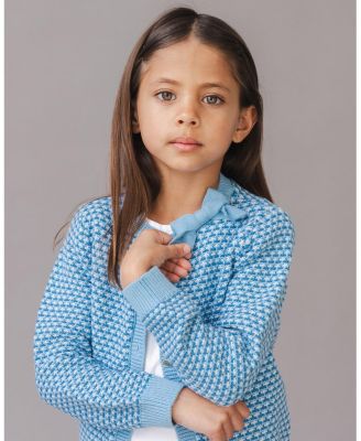 Hope and Henry Little and Big Girls' Organic Tweed Stitch Bow Cardigan