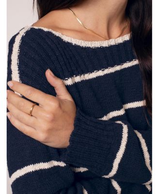 Women's Stripe Boat Neck Sweater