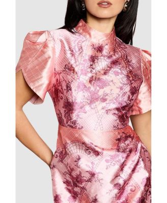 Women's Floral Tulip Sleeve Mini Dress