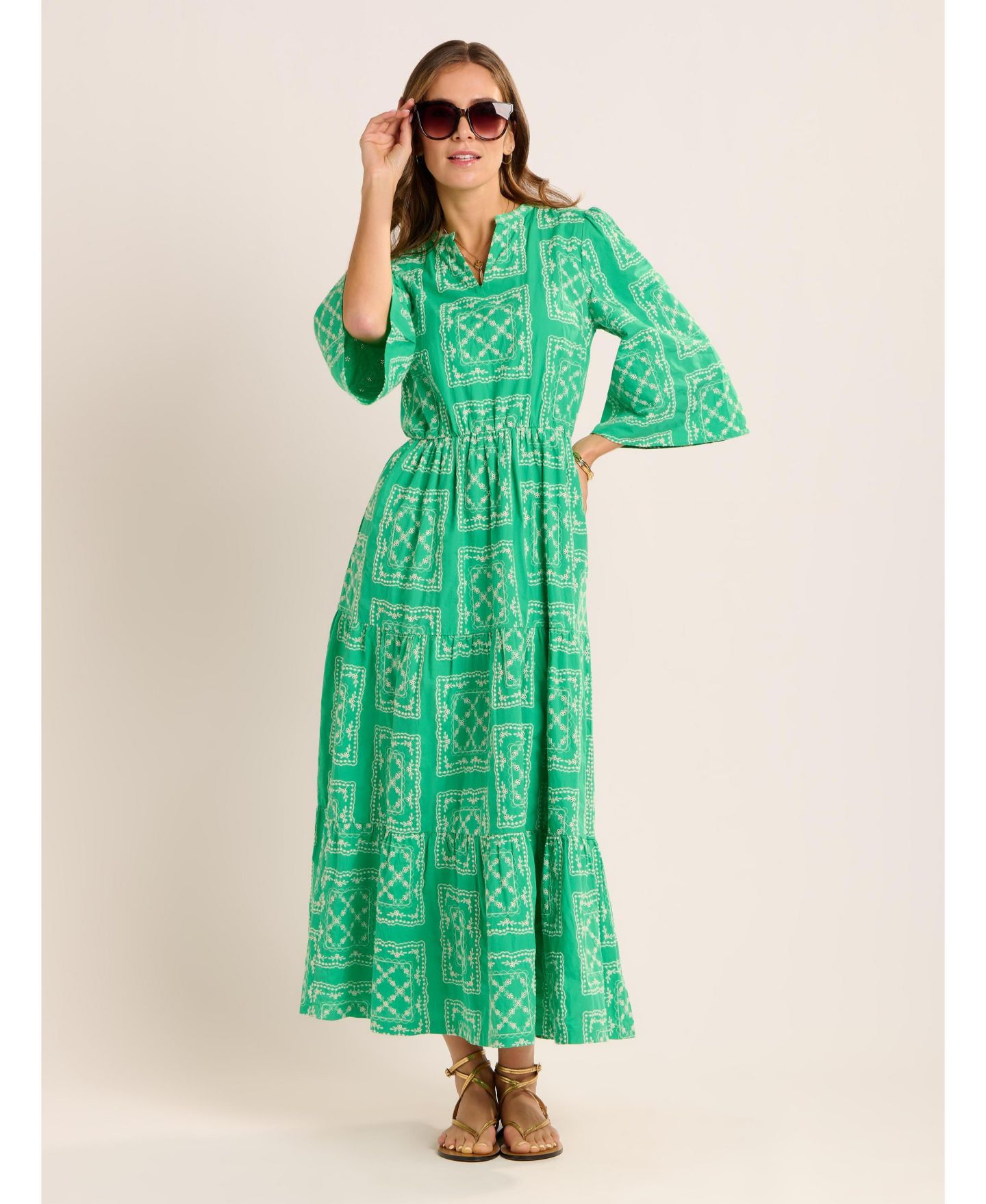Женское платье Brakeburn Clarisa Embroidered Maxi, цвет: Зелёный — фото 7