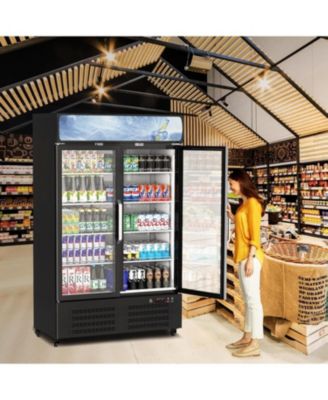 Commercial Refrigerators, 25.3 Cu.Ft. Upright Display Fridge, Beverage Cooler with LED Light, Adjustable Shelves