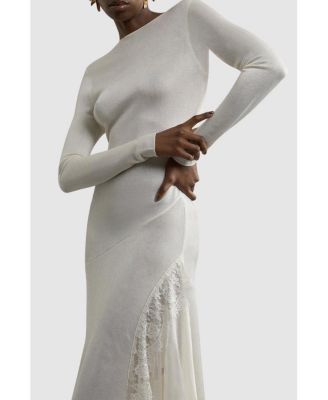 Women's Slinky Lace Asymmetric Maxi Dress