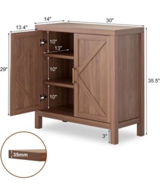 Farmhouse Oak Sideboard Buffet Cabinet - x-Shaped Door Kitchen Storage Cabinet with Adjustable Shelves for Hallway Entry Living Room