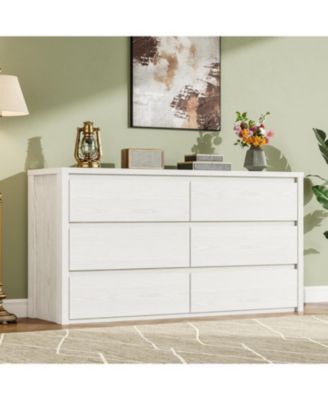 Farmhouse 6 Drawer Dresser Handle Free Storage with Anti Tip