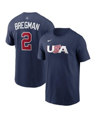 Men's Alex Bregman Navy USA Baseball 2026 World Baseball Classic Name & Number T-Shirt