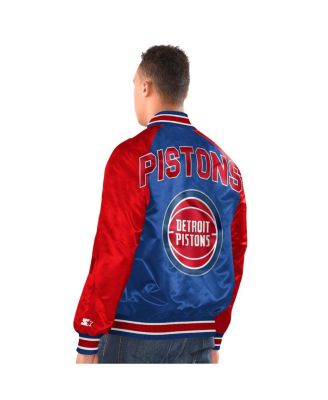 Men's Blue/Red Detroit Pistons Inductee Raglan Full-Snap Varsity Jacket
