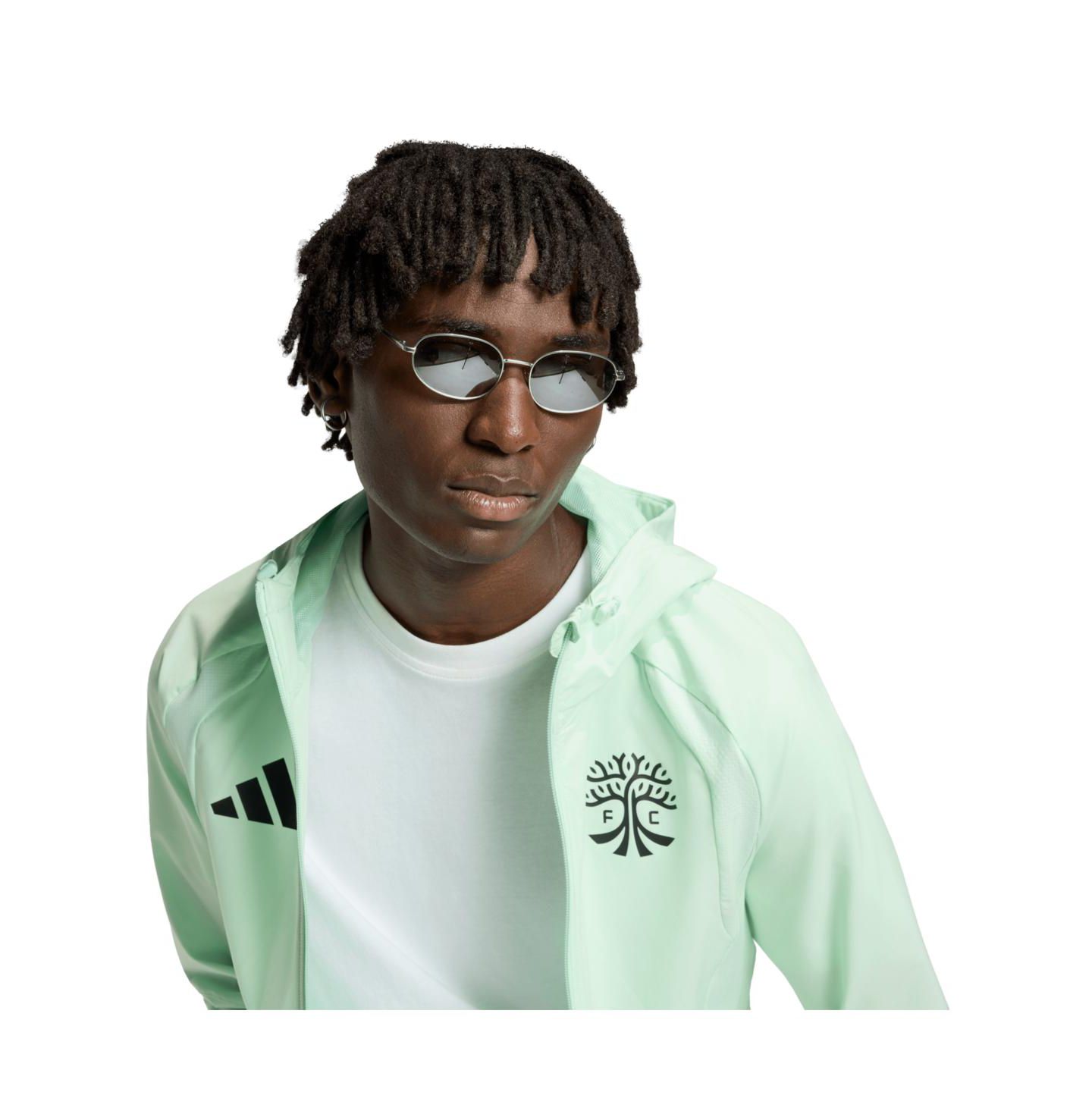 Мужская куртка adidas Green Austin FC Tiro Travel Full-Zip Hooded Windbreaker — фото 2