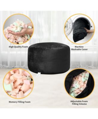 48" Giant Bean Bag Chair, Memory Foam, Plush Velvet, Washable Cover for Adults/Kids