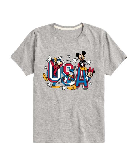 Футболка Disney Mickey and Friends USA Short-Sleeve Graphic для мальчиков-малышей, цвет: Меланжевый