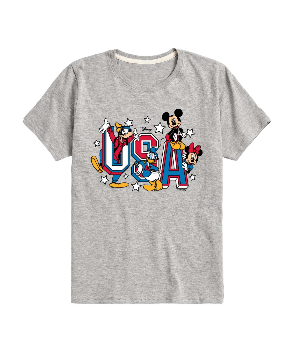 Disney Boys' Toddler 2T-5T Mickey and Friends Usa Short-Sleeve Graphic T-Shirt - Athletic Heather