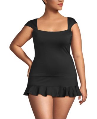 Plus Size Square Neck Underwire Tankini Top