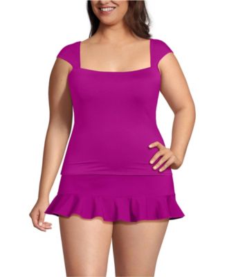 Plus Size Square Neck Underwire Tankini Top