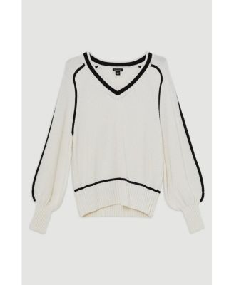 Women's Cotton V-Neck Knit Boxy Jumper