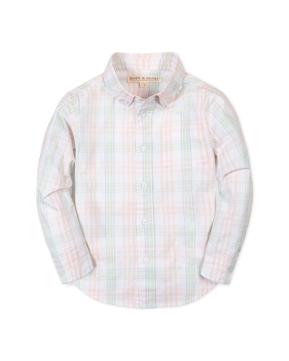 Hope & Henry Boys Organic Long Sleeve Stretch Poplin Shirt - Chateau plaid