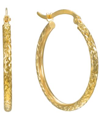 Diamond Cut Hoop Earrings in 10k Yellow Gold