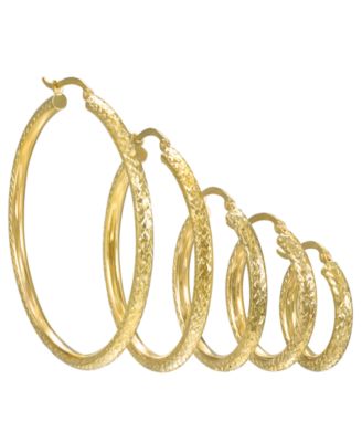Diamond Cut Hoop Earrings in 10k Yellow Gold