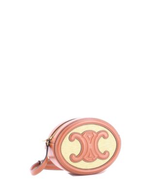 Triomphe Oval Crossbody Bag Straw and Leather