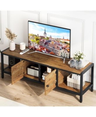 65" TV Stand for Bedroom, Farmhouse Cabinet with Storage, Fits up to 75" TVs, Wooden Console