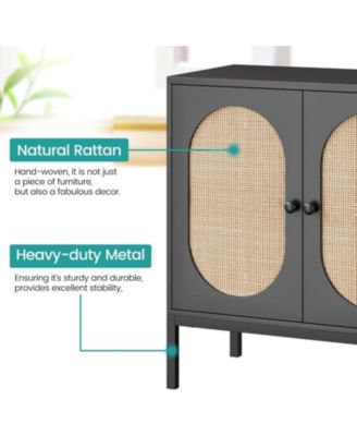 Modern Storage Cabinet with Fluted Glass Doors Adjustable Shelves and Durable MDF for Dining and Living Room