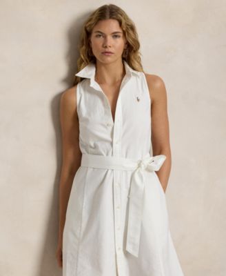 Women's Sleeveless Point Collar Shirt Dress
