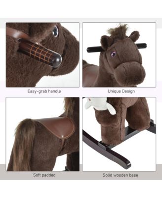 Kids Plush Ride-On Rocking Horse Toy Chair w/ Soft Plush Toy