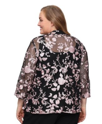 Plus Size Scoop Neck Top and Jacket Twinset Dress 