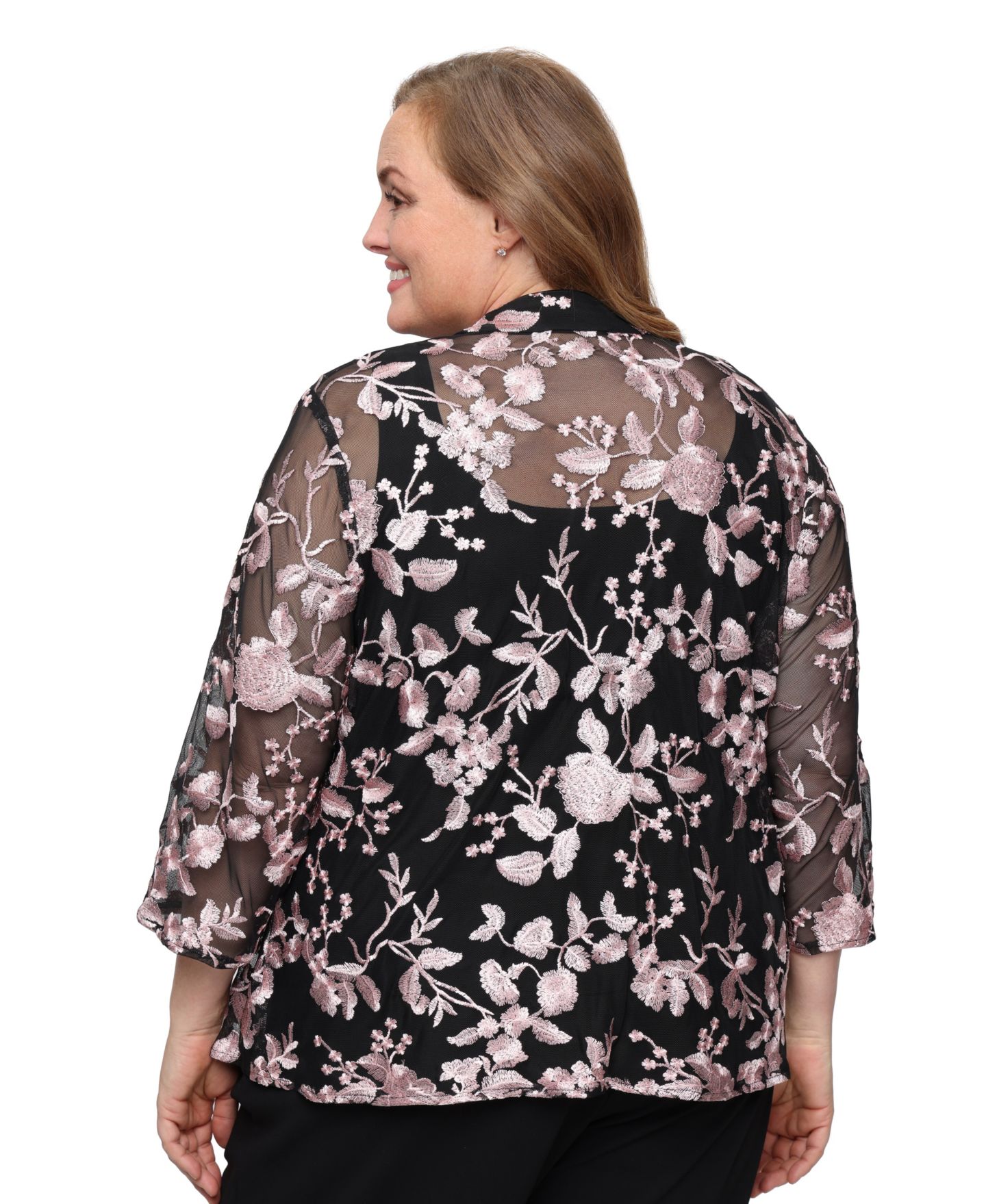 Женские комплекты Alex Evenings Plus Size Scoop Neck Top and Jacket Twinset Dress, цвет: Чёрный ракушечный — фото 4