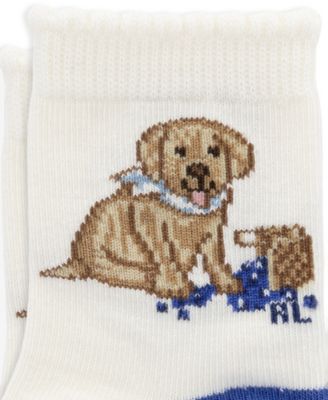 Baby Boys' Blueberry Dog, Floral and Gingham Design Socks, 3-Pack