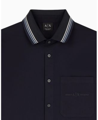 Men's Short Sleeve Twill Shirt with Tipping