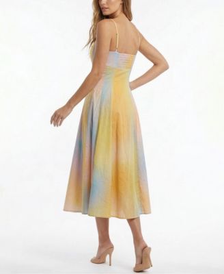 Women's Sleeveless A-Line Sweetheart Neck Button-Front Dress