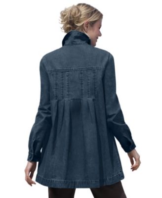 Plus Size Within Pleat-Back Denim Jacket