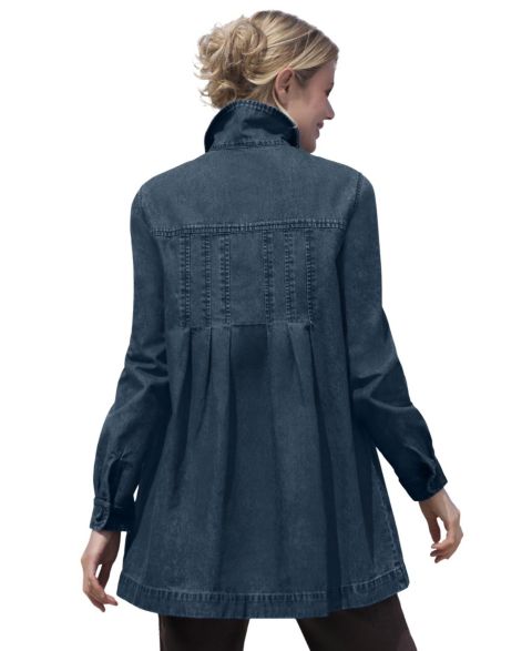 Женские куртки Woman Within Plus Size Within Pleat-Back Denim Jacket