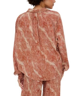 Women's Ginger Button Down Tiger Print Shirt