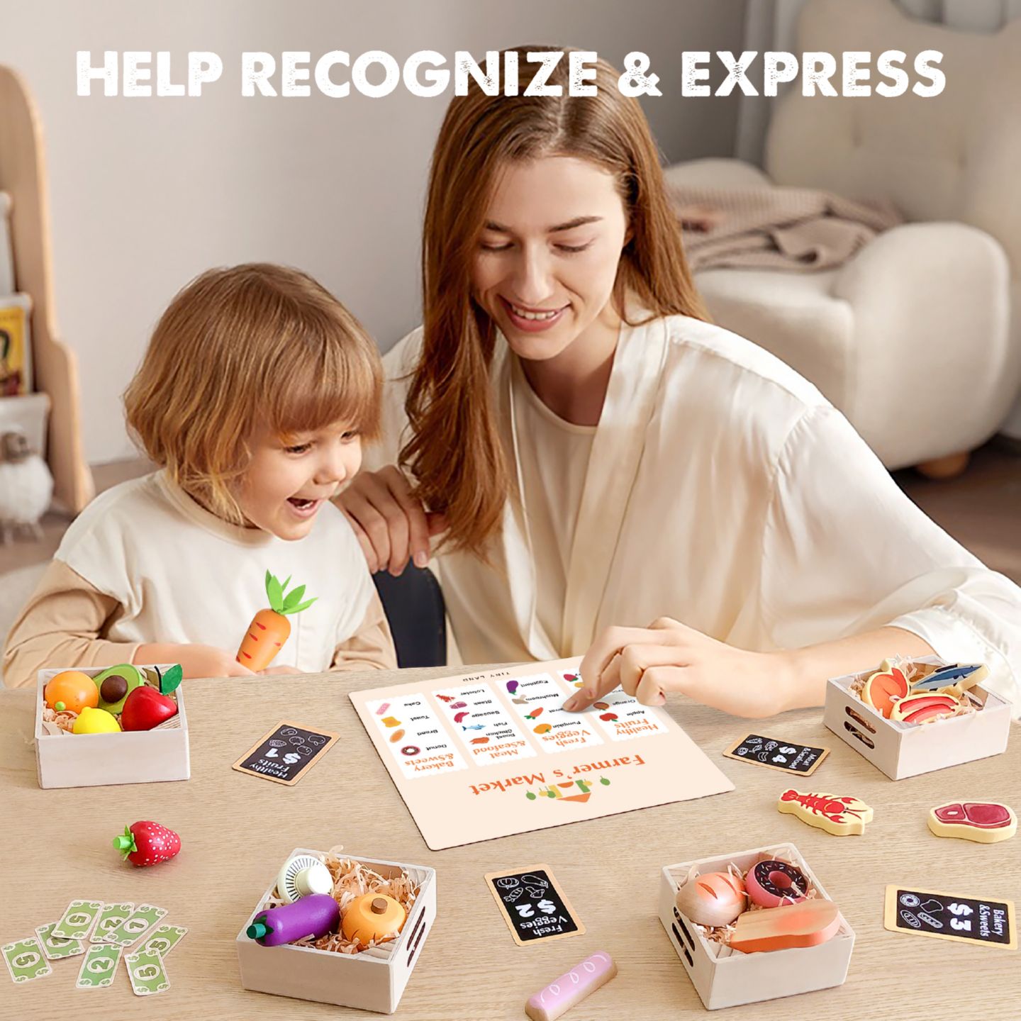 Детские игрушки Tiny Land Wooden Play Food Pretend Cooking Set, Ages 3+ — фото 9