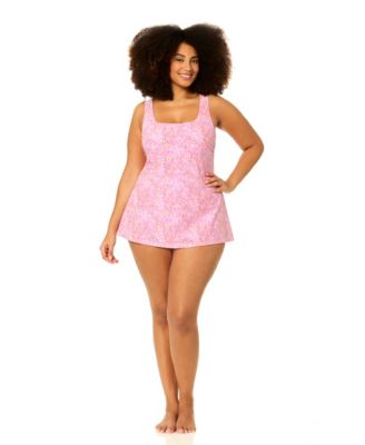 Plus Size Underwire Printed One-Piece Swim Dress