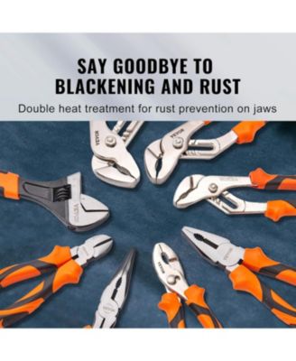 8-Piece Pliers Set, High Carbon Steel - 12", "10", "8" Groove and Linesman's Pliers and Adjustable Wrench and Tool Bag