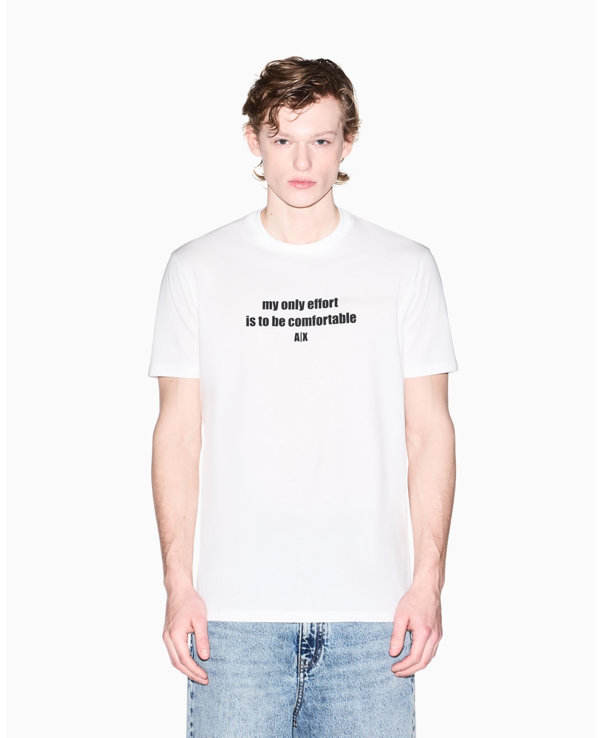 A|X Armani Exchange Men's Short Sleeve Fun Wording T-Shirt - White