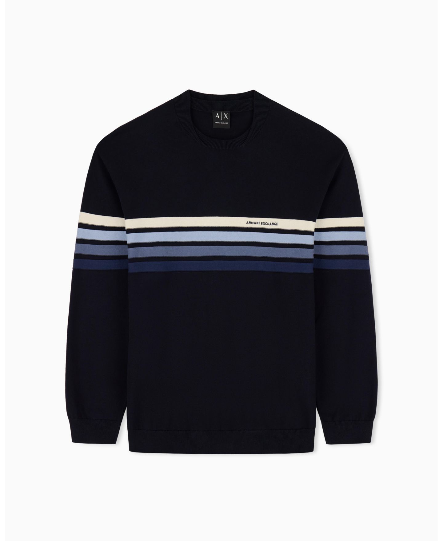 Мужской свитер A|X Armani Exchange 4 Stripes Cotton, цвет: Глубокий тёмно-синий — фото 1