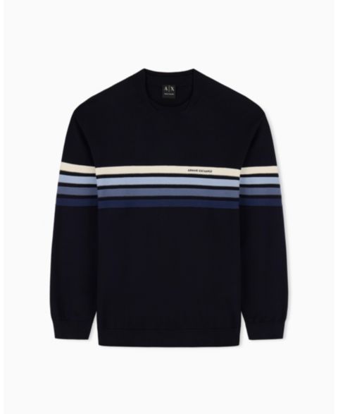 Мужской свитер A|X Armani Exchange 4 Stripes Cotton, цвет: Глубокий тёмно-синий