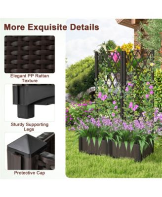 2PCS Raised Garden Bed w/Trellis Planter Box for Climbing Plants 32'' x 16'' x 48''
